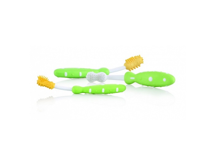 Набор из 3 пластиковых детских зубных щёток, 3 цвета  